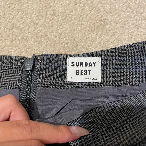 Aritzia Sunday Best Gingham Plaid Mini Skirt Size 2 - Picture 4 of 5